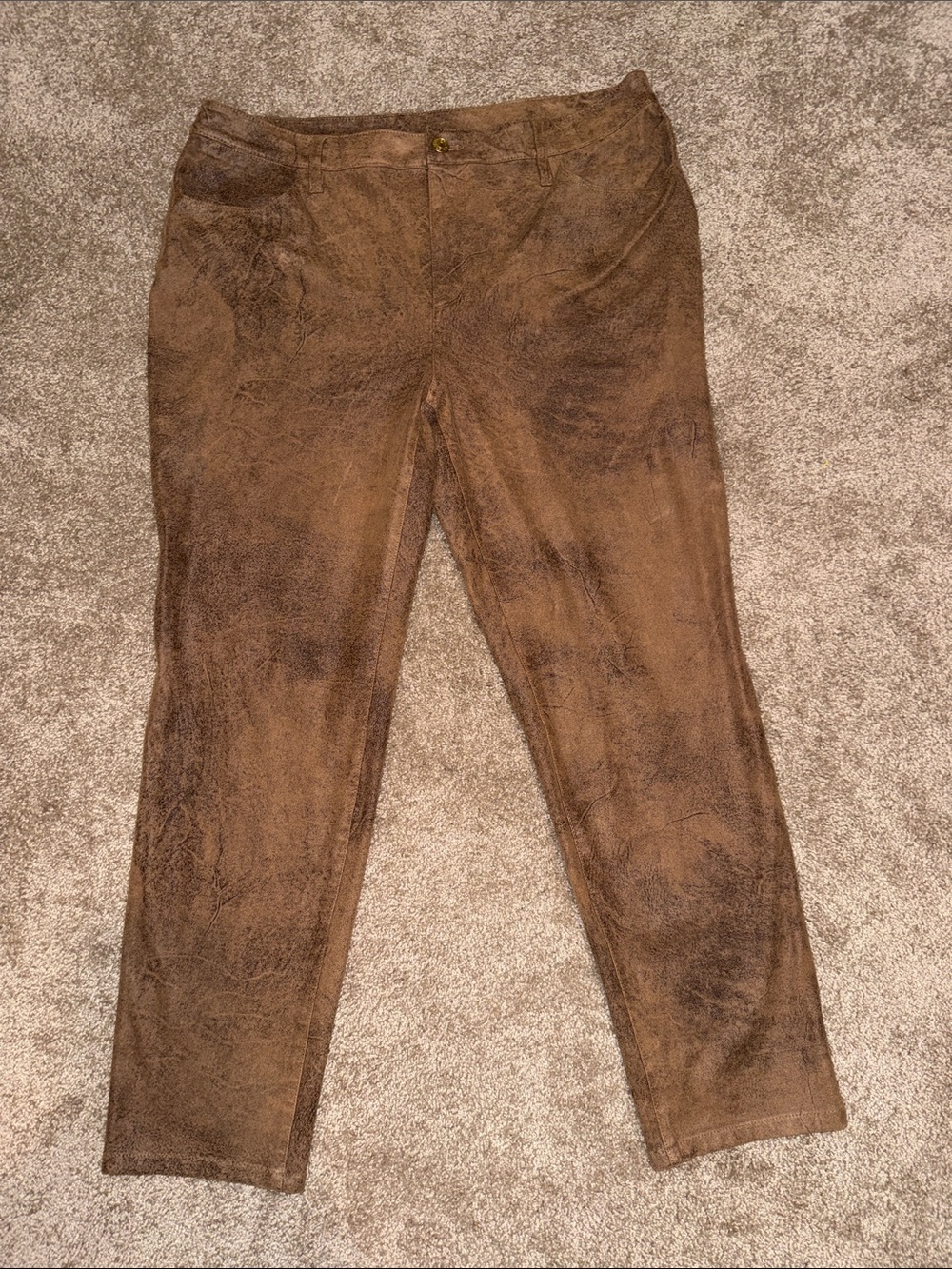 Chico's Brown Straight-Leg Faux Leather Jeans - size 2.5/14R